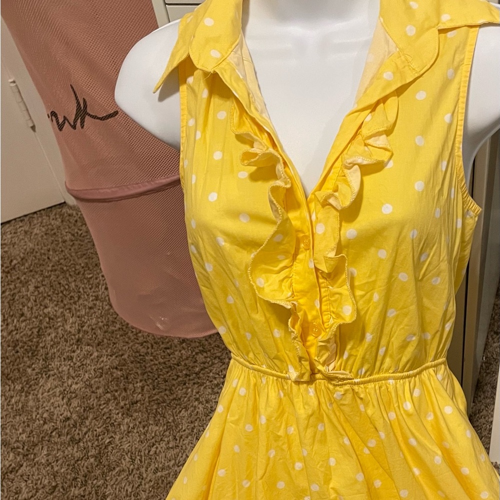 Yellow Polka Dot Sleeveless Dress